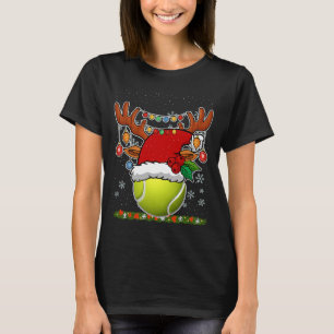 T-shirt Noël Tennis Reindee & Santa Hat Xmas Tree Li