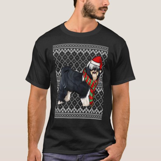 T-shirt Noël Tibétain Terrier Père Noël Casquette (Devant)