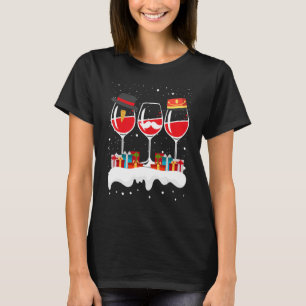 T-shirt Noël Trois Verre De Vin Rouge Noël Noël Père Noël