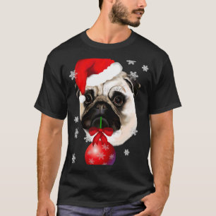 T-shirt Noël Un très joyeux Noël Pug Santa Neige 56