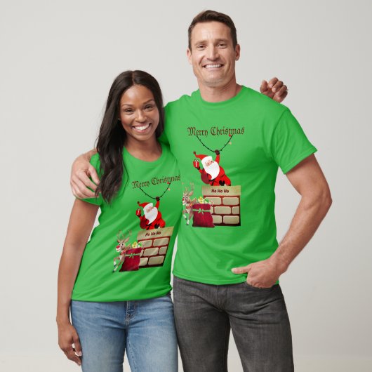 T-shirt Noël vert Père Noël (Unisexe)