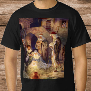 T-shirt Noël vintage de la Nativité, 3 bergers et Jésus