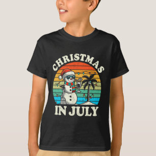 T-shirt Noël Vintage en Juillet Bonhomme de Neige Vacances