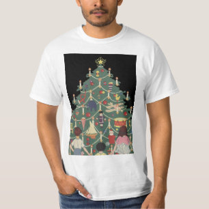 T-shirt Noël vintage Enfants autour d'un arbre décoré