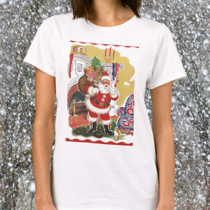 T-shirt Noël vintage, joyeux Père Noël avec des cadeaux
