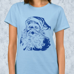 T-shirt Noël vintage, joyeux Père Noël en bleu rétro