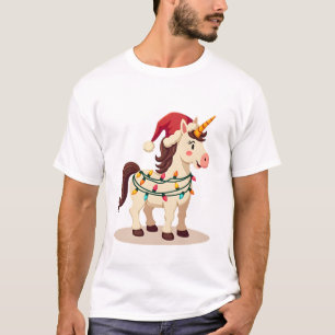 T-shirt Noël vintage licorne dabant Santa drôle Holi