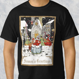 T-shirt Noël vintage, personnes victoriennes à l'église