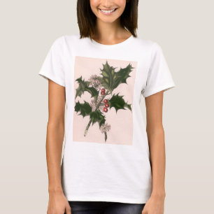T-shirt Noël vintage, plante de houx avec des baies rouges