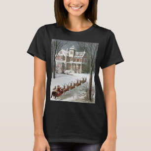 T-shirt Noël vintage, Saint Nicolas avec rennes
