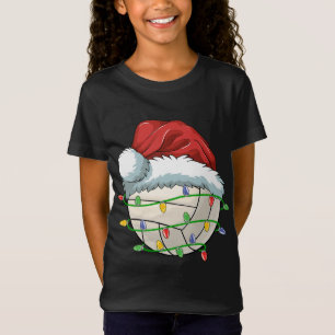 T-Shirt Noël Volley-ball Ball Santa Hat Lumière Drôle Sp
