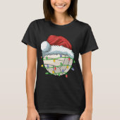 T-shirt Noël Volley-ball Ball Santa Hat Lumière Drôle Sp (Devant)