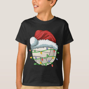 T-shirt Noël Volley-ball Ball Santa Hat Lumière Drôle Sp