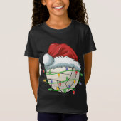 T-Shirt Noël Volley-ball Ball Santa Hat Lumière Drôle Sp (Devant)