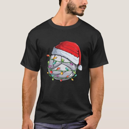 T-shirt Noël Volleyball Santa Hat Funny Noël Pajama B (Devant)