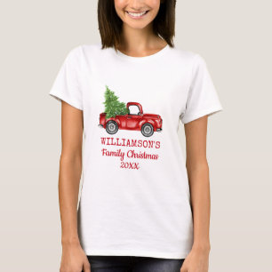 T-shirt Noël W personnalisé par camion vintage de famill