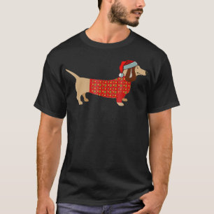 T-shirt Noël Weiner Daschund Doie en robe de chien