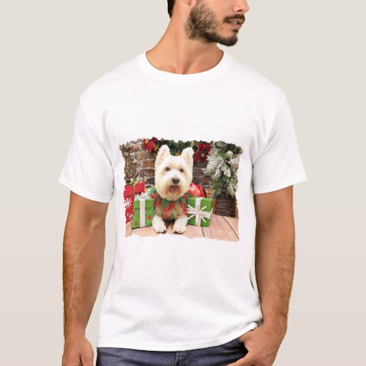 T-shirt Noël - Westie - chanceux (Devant)