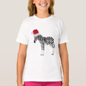 T-shirt Noël Zebra Funny Animal avec Santa Hat (Devant)