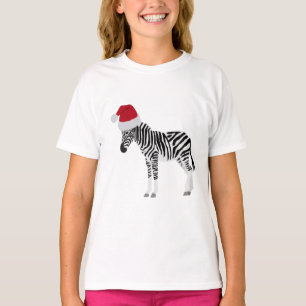 T-shirt Noël Zebra Funny Animal avec Santa Hat