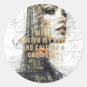 T-SHIRT Noem mij een croissant Ronde Sticker