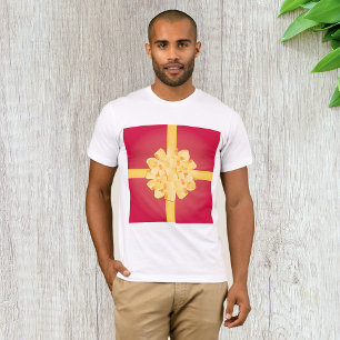 T-shirt Nœud cadeau élégant en pompons dorés jaunes