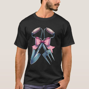 T-shirt Nœud Coquette Jardinage Jardinier Pelle Ruban Rose