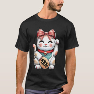 T-shirt Nœud Coquette Maneki Neko Chat Japonais Chanceux R