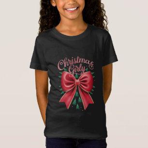 T-Shirt Noeud de sapin de Noël Girly Esthétique Fêtes de f
