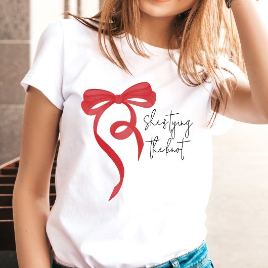 T-shirt Noeud Papillon Rouge Coquette Demoiselle d'Honneur