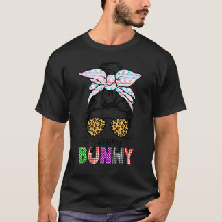 T-shirt Nœud Sale à Carreaux Granny Bunny Pâques Léopard F