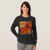 T-shirt noir à long manche pour femmes (Devant entier)