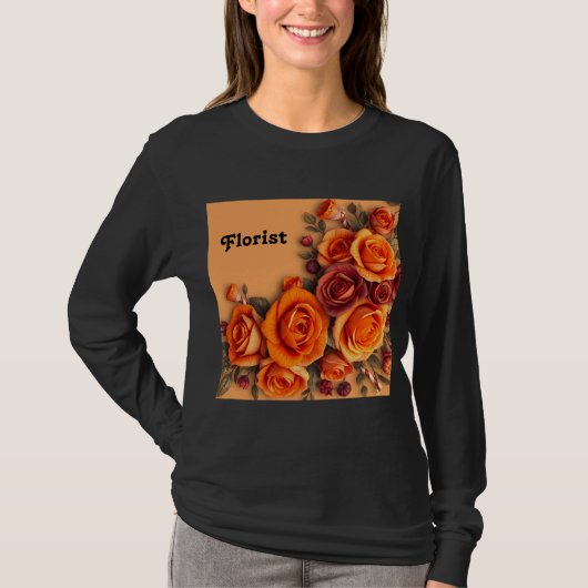 T-shirt noir à long manche pour femmes (Devant)