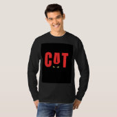 T-shirt noir à manches longues avec design de chat (Devant entier)