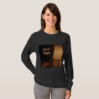 T-shirt noir à manches longues avec motif bonne nu