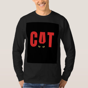 T-shirt noir à manches longues avec motif CAT
