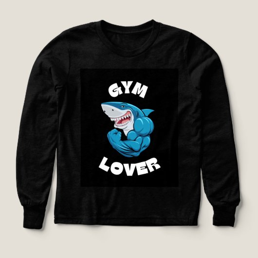 T-shirt noir à manches longues en forme de requin (Motif recto)