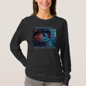 T-shirt noir à manches longues pour femmes Quantum (Devant)
