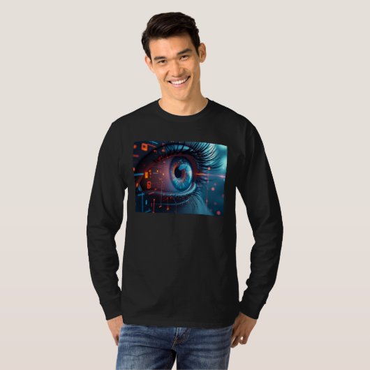 T-shirt noir à manches longues pour hommes Quantum (Devant entier)