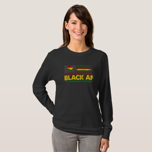 T-shirt Noir Af Noir Mois de l'histoire Drapeau afro-améri (Devant entier)