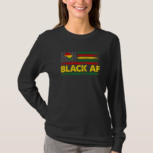 T-shirt Noir Af Noir Mois de l'histoire Drapeau afro-améri (Devant)