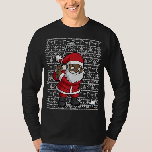 T-shirt Noir Afro-Américain Santa Claus Golf Moche Chris (Devant)