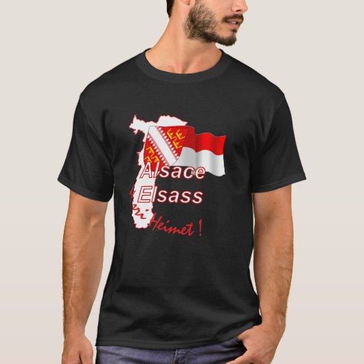 T-shirt noir "Alsace Elsass unsri Heimet" (Devant)