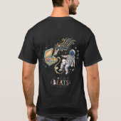 T-Shirt Noir Astronaute Flottant dans l'Espace (Dos)