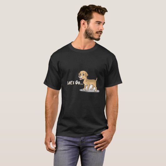 T-shirt noir avec design chien mignon décontracté (Devant entier)