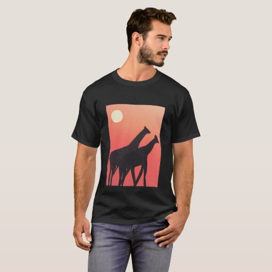 T-shirt noir avec design Giraffe (Devant entier)
