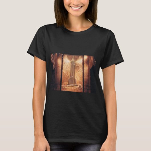 T-shirt noir avec Empire State Building Design (Devant)
