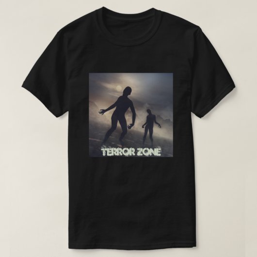 T-shirt noir avec illustration de zombies (Design devant)