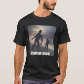 T-shirt noir avec illustration de zombies (Devant)