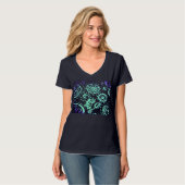 T-shirt noir avec impression dégradé seafoam viole (Devant entier)